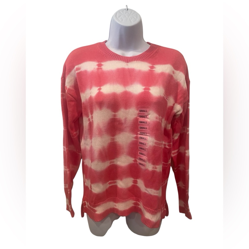 Design History Tie Dye Knit Ladies Sweater Pink Cotton Blend NEW‎